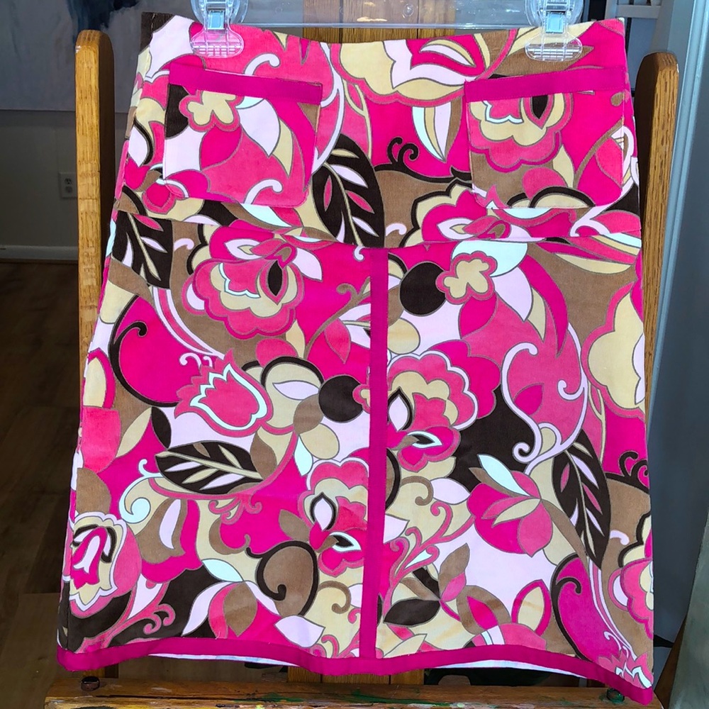 Mod Pink Corduroy Skirt with Grosgrain Trim